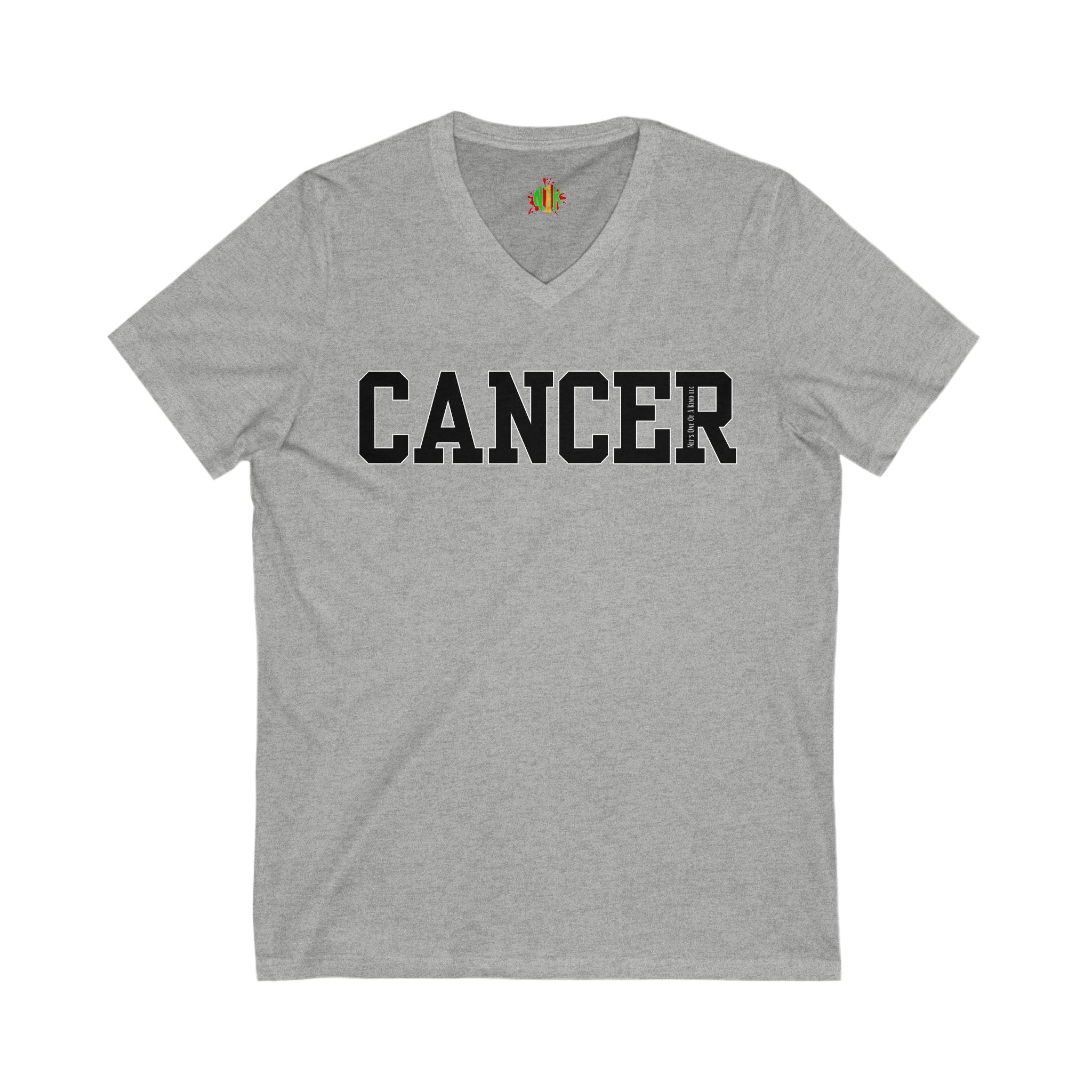 Cancer Zodiac Sign Unisex V-Neck Tee, Support Cancer Patients, Gift for Loved Ones, Birthday, Comfortable Casual Wear